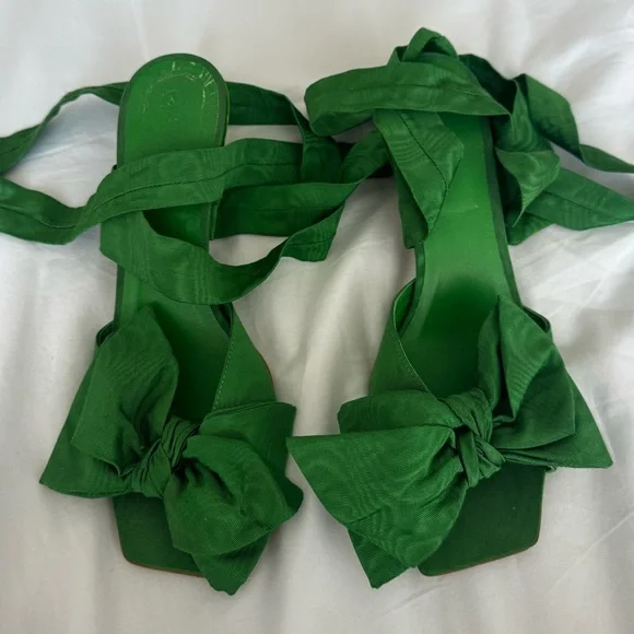 GANNi green lace up kitten heel *BRAT SUMMER* - Picture 1 of 5